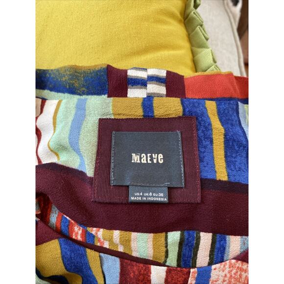 Anthropologie 4 Maeve Au Revoir Colorful Stripe Library Bookshelf Shift Dress S - Picture 10 of 15